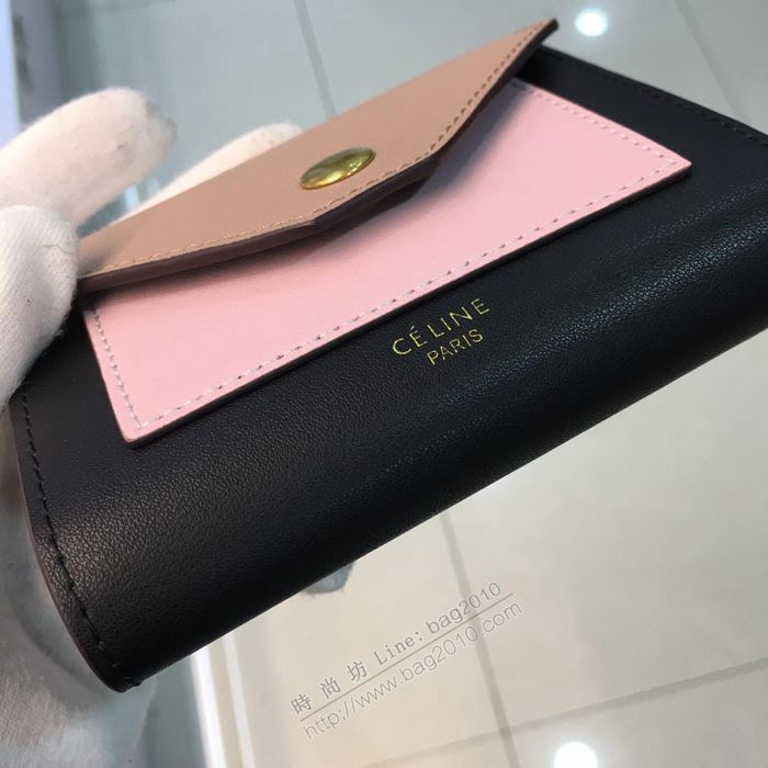 CELINE女包 pocket信封錢包 2106 小牛皮 多功能長錢包 賽琳短款拼色女錢包  sl2079